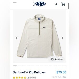 AFTCO Cream 1/4 Zip Up Sweater